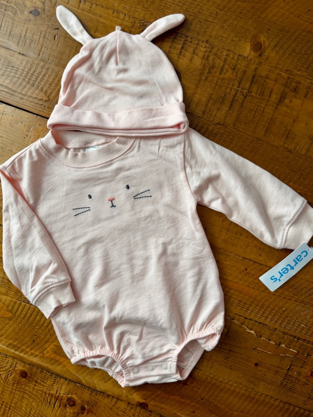 New Toddler Girl bundle Carter's Bunny bubble with hat & Romper with Cardigan - Picture 11 of 14